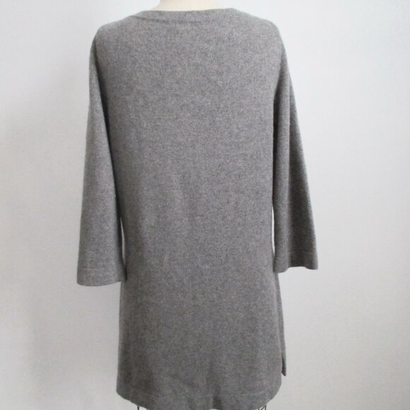 Grey Cashmere Pullover Sweater Tunic Length 3/4 Sleeves - Picture 3 of 7